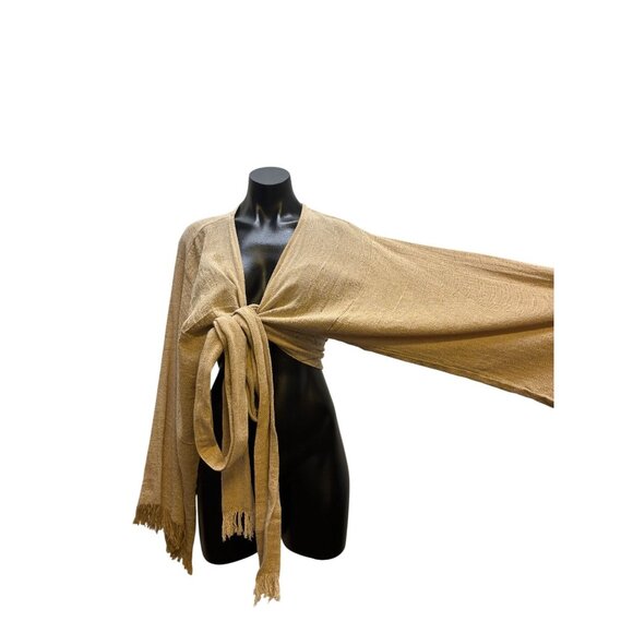 Chintamani Alchemistry Tops - Chintamani Blouse Tan Wrap Top M